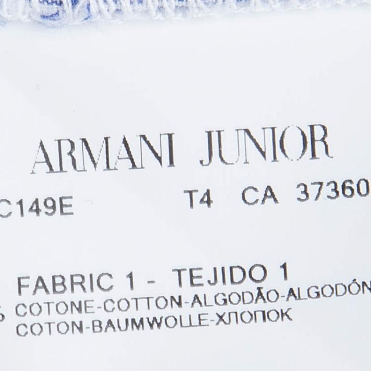 Pre Owned Armani Junior Blue Striped Cotton Short Sleeve Buttondown Shirt 10 Yrs