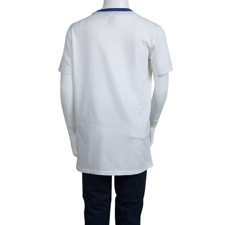 Pre Owned Armani Junior White Printed Short Sleeve Crew Neck T-Shirt 12 Yrs