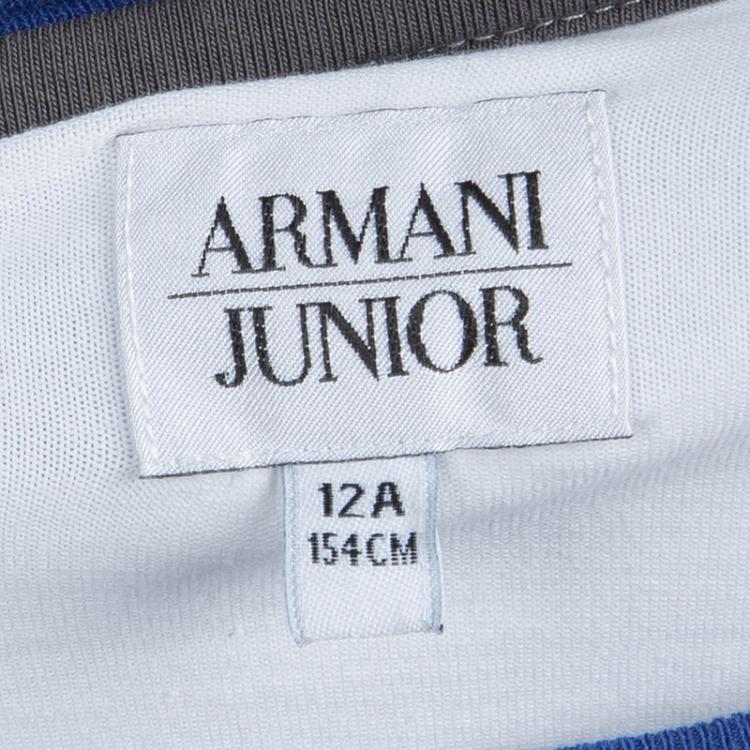 Pre Owned Armani Junior White Printed Short Sleeve Crew Neck T-Shirt 12 Yrs