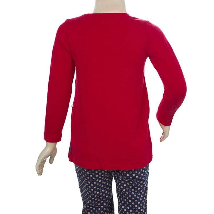 Pre Owned Armani Junior Red Flock Print Long Sleeve T Shirt 4 Yrs