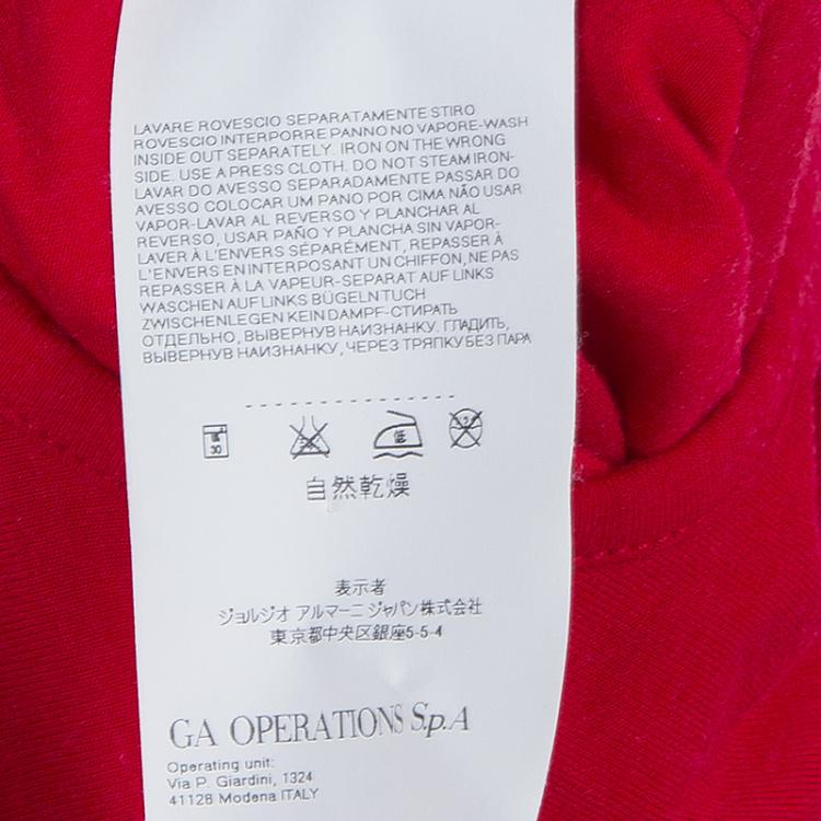 Pre Owned Armani Junior Red Flock Print Long Sleeve T Shirt 4 Yrs