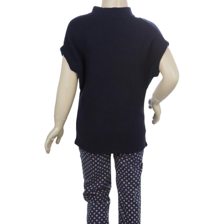 Pre Owned Armani Junior Navy Blue Rib Knit Mandarin Collar Dolman Sleeve Top 3 Yrs