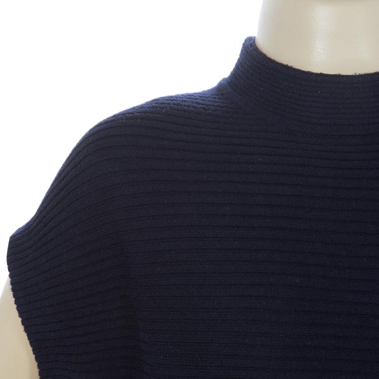 Pre Owned Armani Junior Navy Blue Rib Knit Mandarin Collar Dolman Sleeve Top 3 Yrs