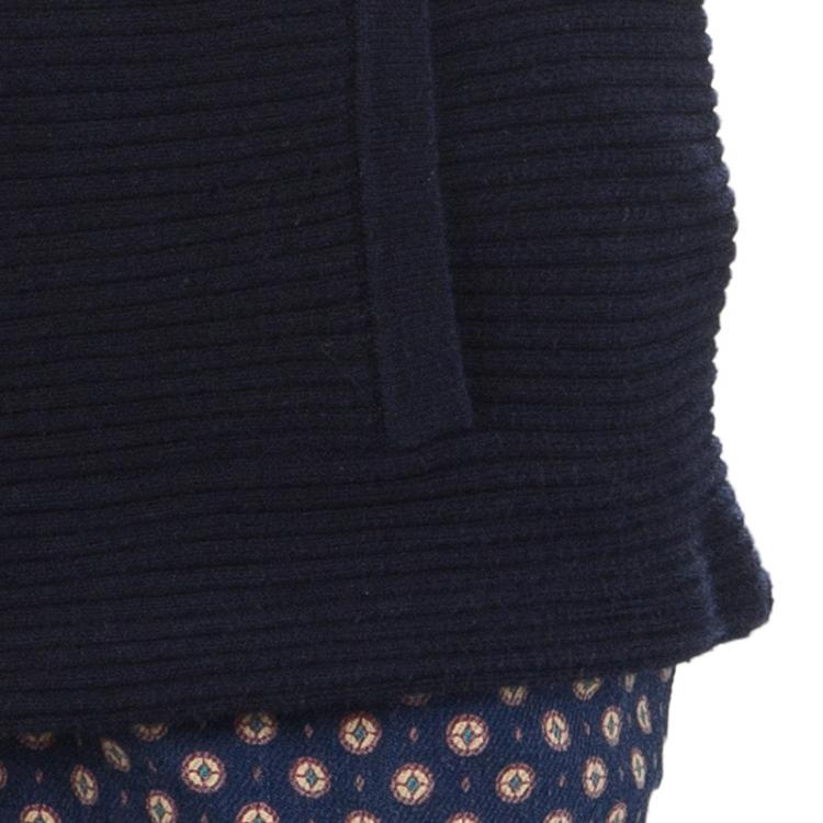 Pre Owned Armani Junior Navy Blue Rib Knit Mandarin Collar Dolman Sleeve Top 3 Yrs