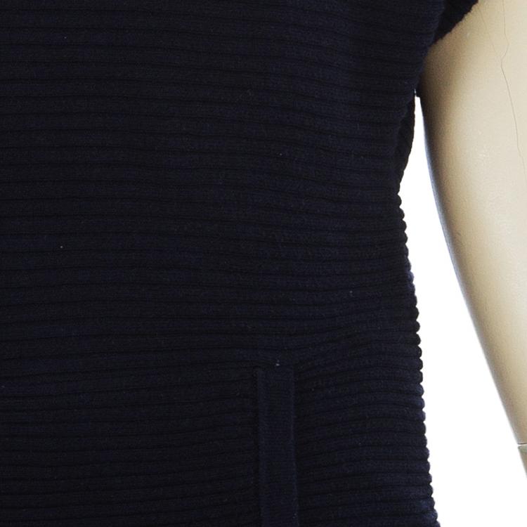 Pre Owned Armani Junior Navy Blue Rib Knit Mandarin Collar Dolman Sleeve Top 3 Yrs