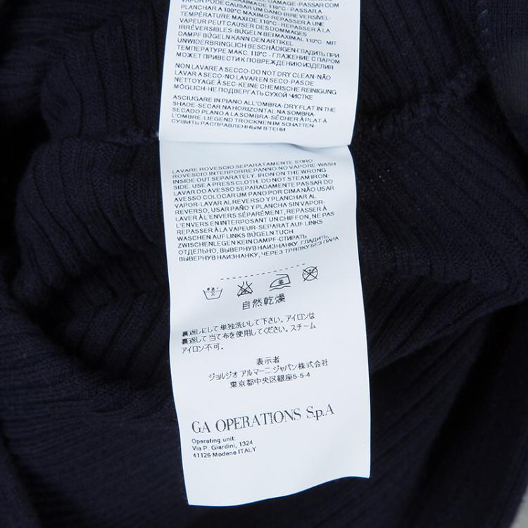 Pre Owned Armani Junior Navy Blue Rib Knit Mandarin Collar Dolman Sleeve Top 3 Yrs