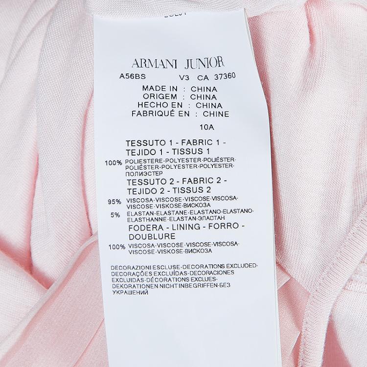 Pre Owned Armani Junior Pastel Pink Pleated Sleeveless Dress 10 Yrs