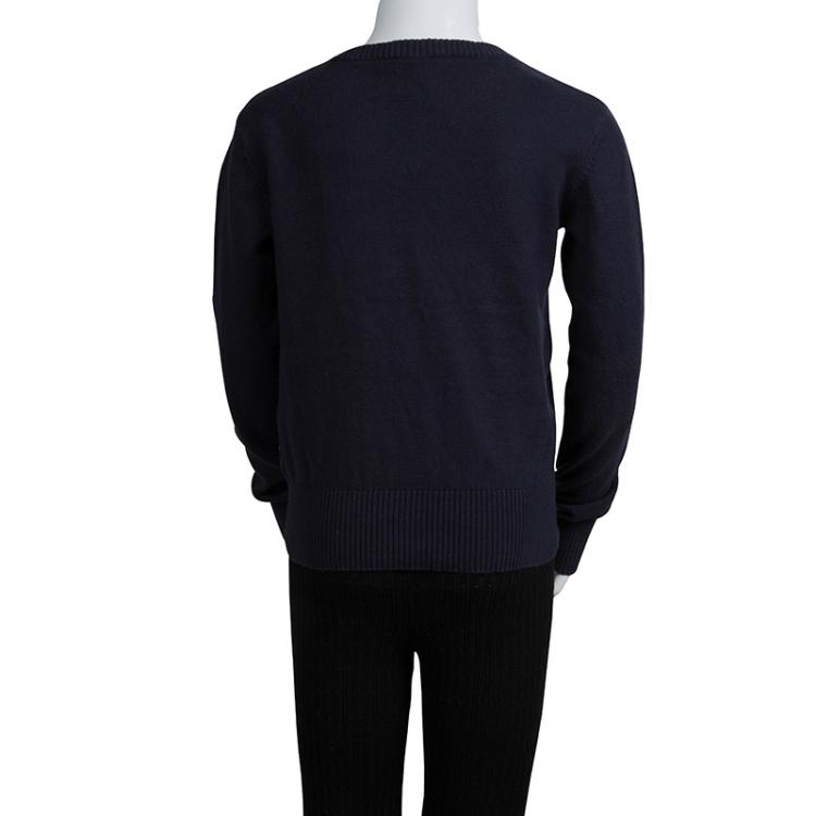 Pre Owned Armani Junior Navy Blue V-Neck Sweater 10 Yrs