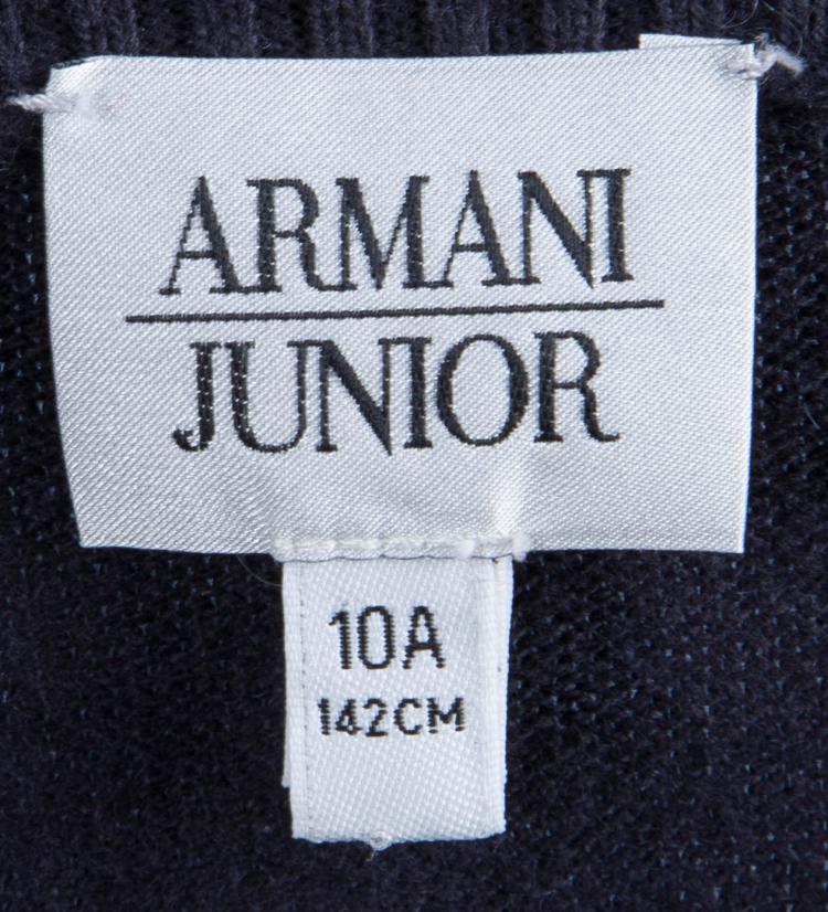 Pre Owned Armani Junior Navy Blue V-Neck Sweater 10 Yrs