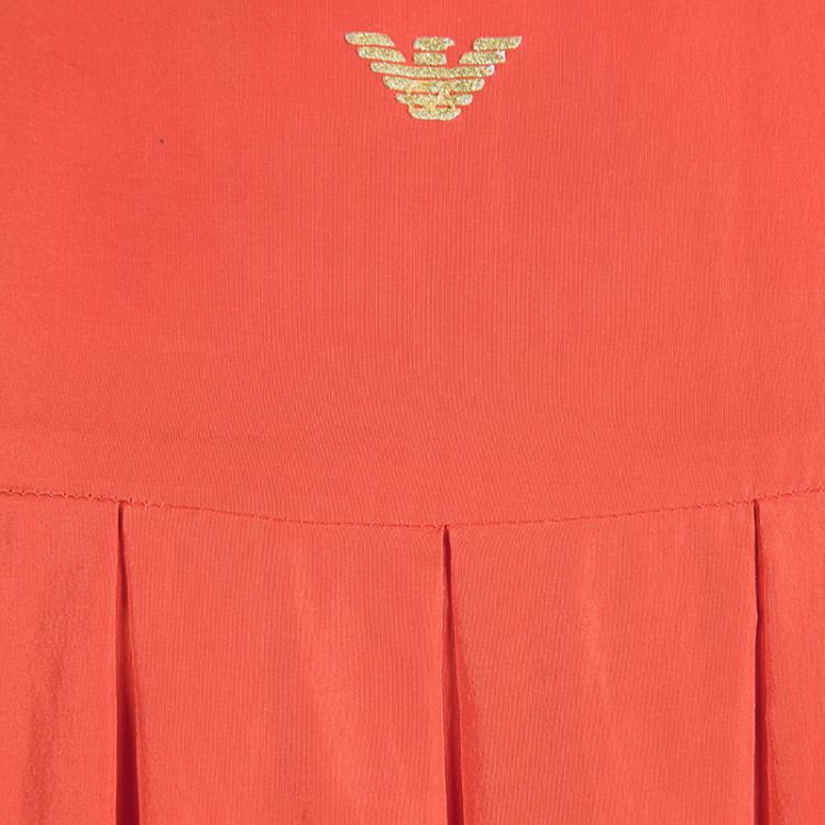 Pre Owned Armani Junior Red Peter Pan Collar Cap Sleeve Dress 7 Yrs