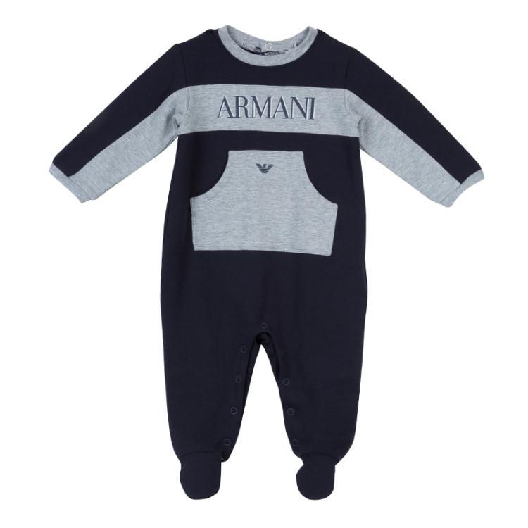 Armani Baby Navy Blue Logo Onesie 6 Months Armani | The Luxury Closet