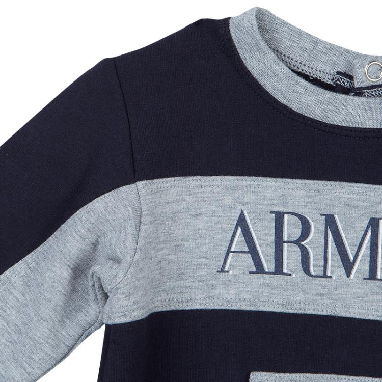 Pre Owned Armani Baby Navy Blue Logo Onesie 6 Months