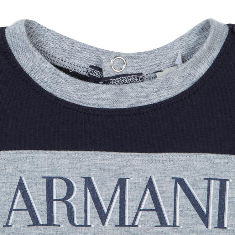 Pre Owned Armani Baby Navy Blue Logo Onesie 6 Months