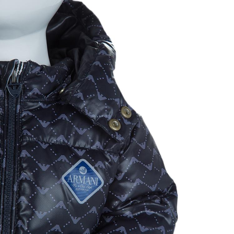 Pre Owned Armani Baby Navy Blue Quilted Hooded Down Jacket 12 Months