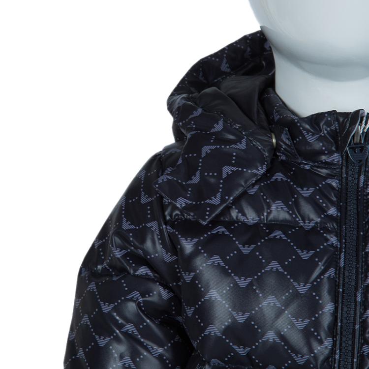 Pre Owned Armani Baby Navy Blue Quilted Hooded Down Jacket 12 Months
