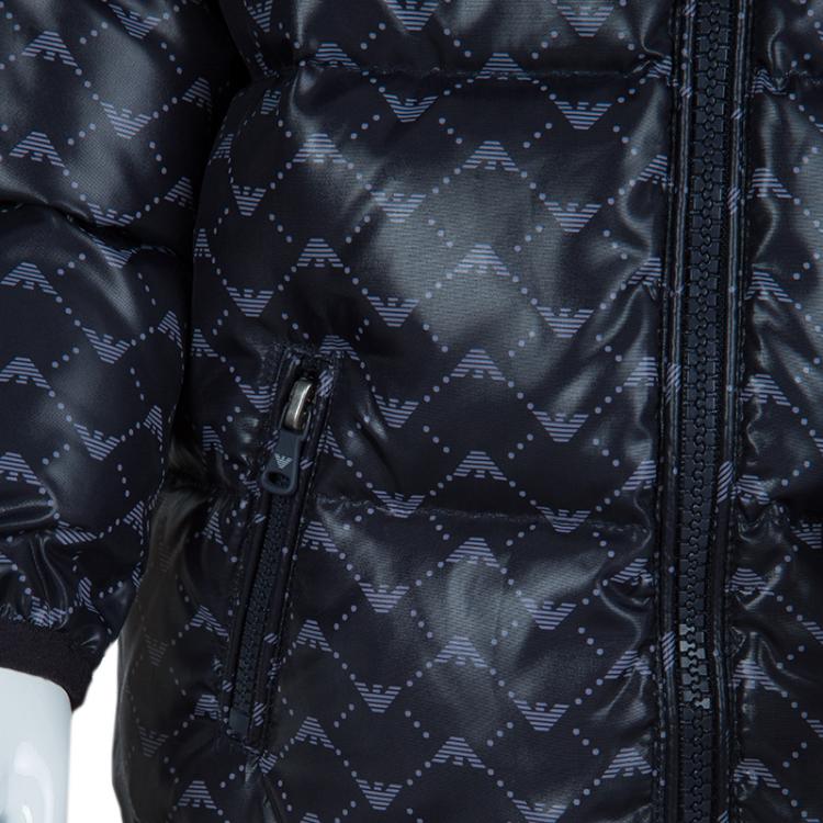 Pre Owned Armani Baby Navy Blue Quilted Hooded Down Jacket 12 Months