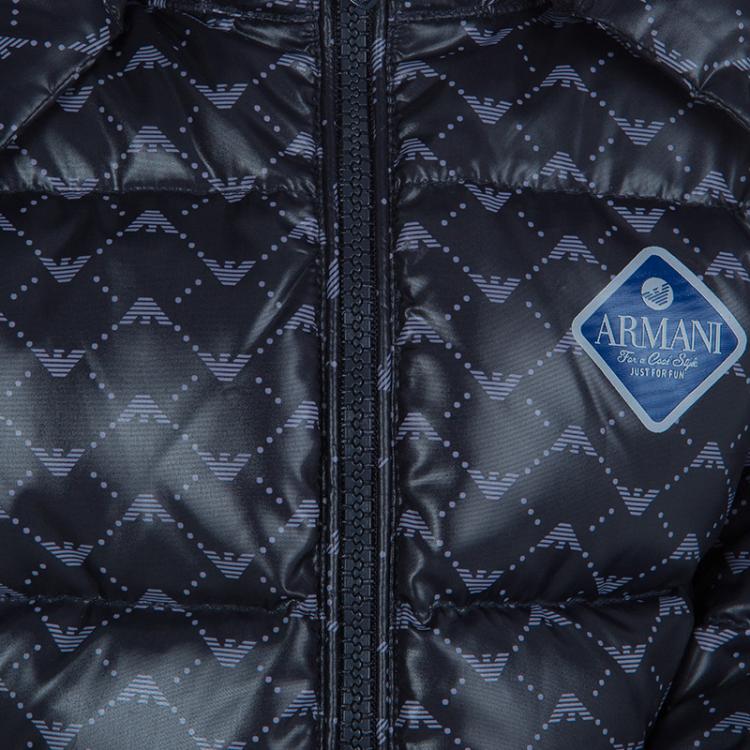 Pre Owned Armani Baby Navy Blue Quilted Hooded Down Jacket 12 Months