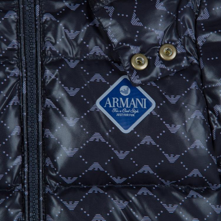 Pre Owned Armani Baby Navy Blue Quilted Hooded Down Jacket 12 Months