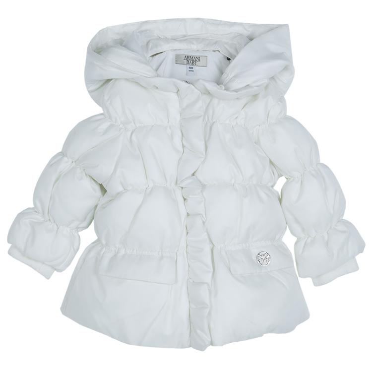 zonne Raak verstrikt geloof Armani Baby White Quilted Hooded Jacket 6 Months Armani | TLC