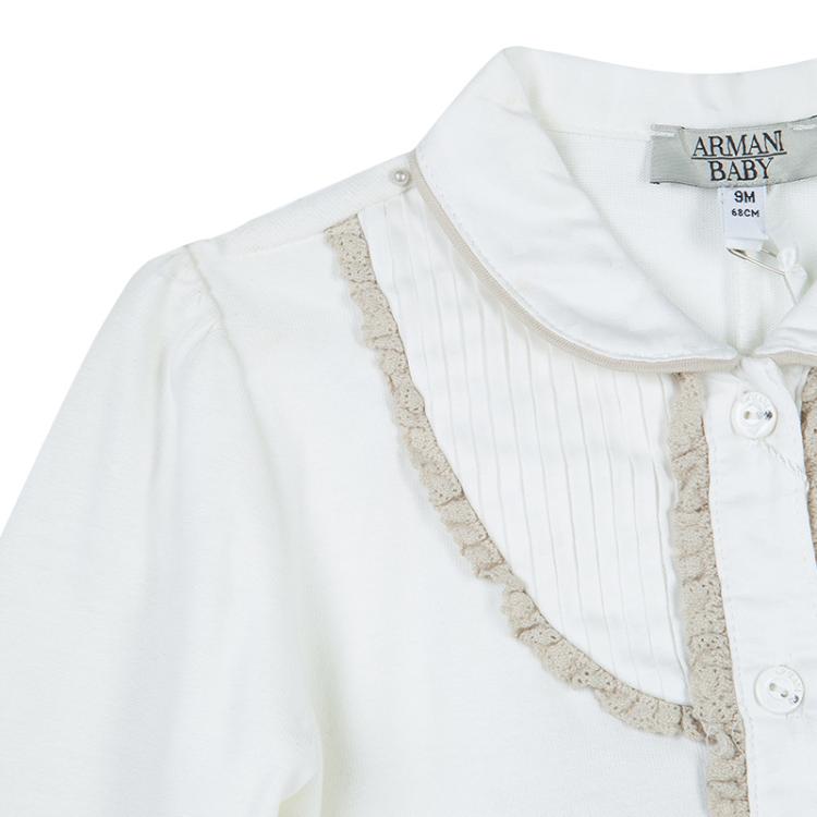 Pre Owned Armani Baby Off White Crochet Detail Onesie 9 Months
