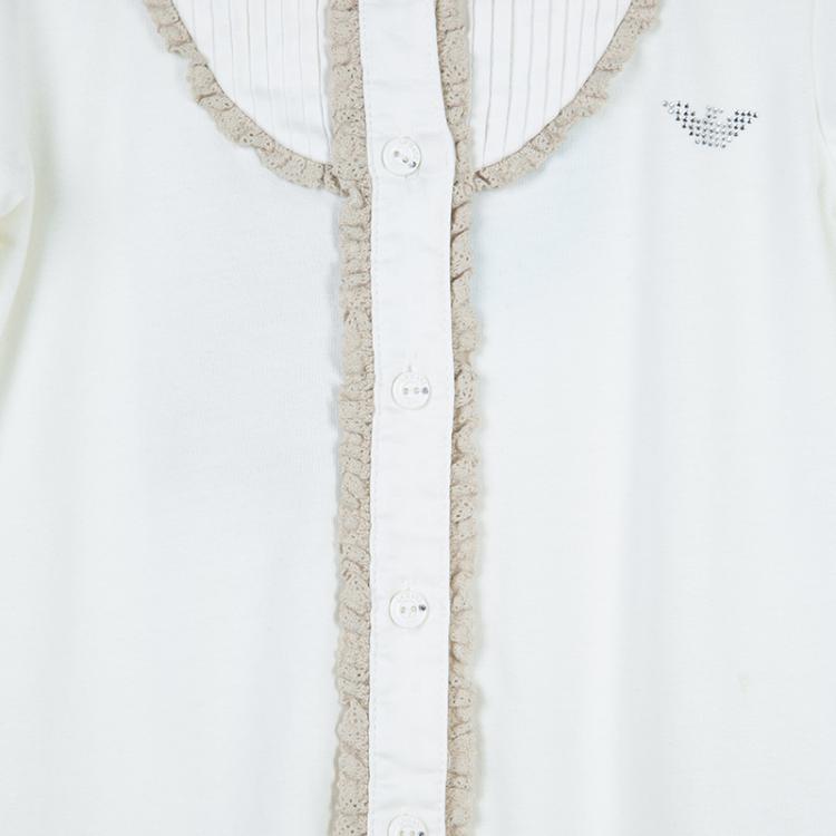Pre Owned Armani Baby Off White Crochet Detail Onesie 9 Months
