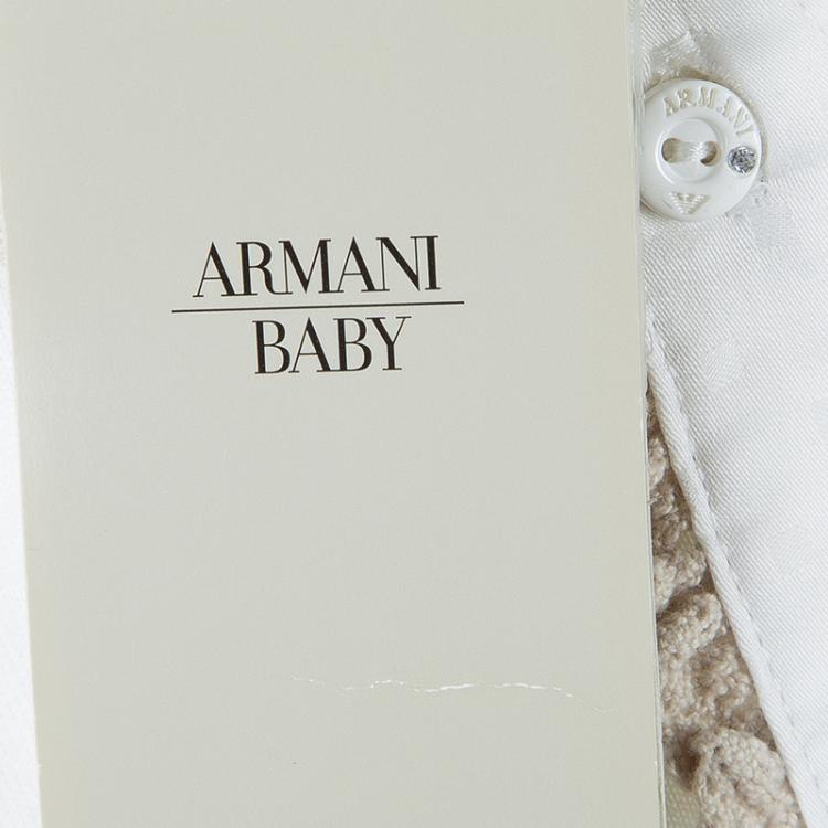 Pre Owned Armani Baby Off White Crochet Detail Onesie 9 Months