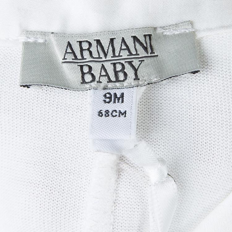 Pre Owned Armani Baby Off White Crochet Detail Onesie 9 Months
