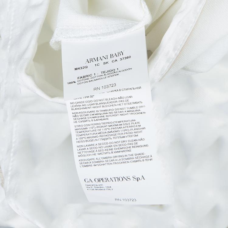 Pre Owned Armani Baby Off White Crochet Detail Onesie 9 Months