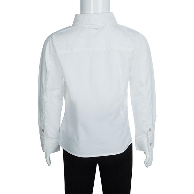 Pre Owned Baby Dior White Long Sleeve Button Down Cotton Shirt 6 Yrs