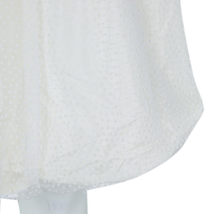 Pre Owned Baby Dior Off-White Dotted Mesh Overlay Dress 8 Yrs