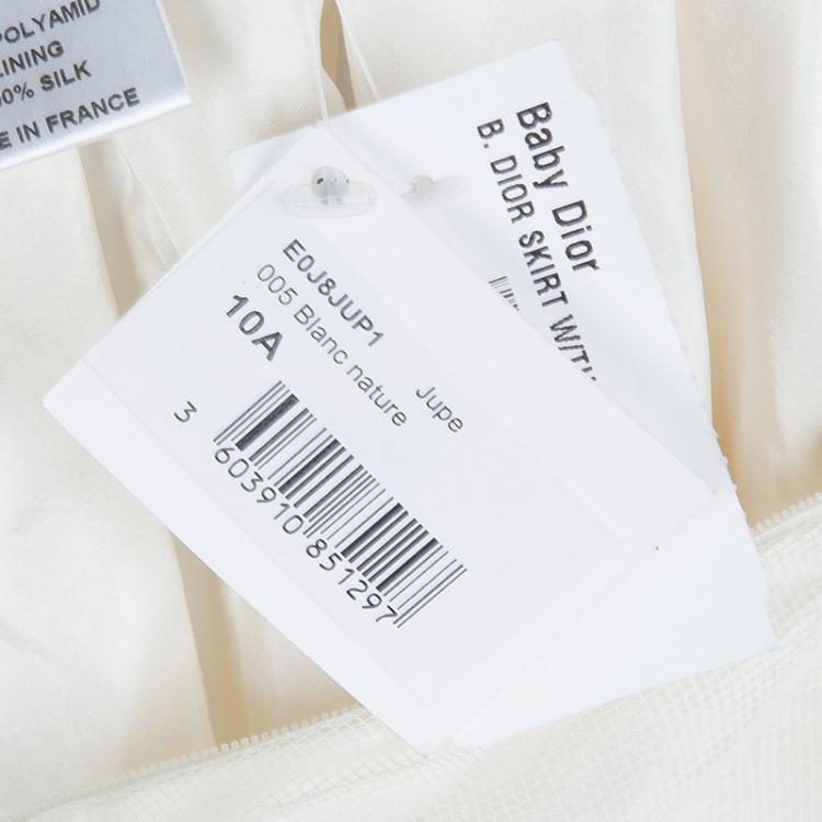Pre Owned Baby Dior Cream Tulle Overlay Tiered Skirt 10 Yrs