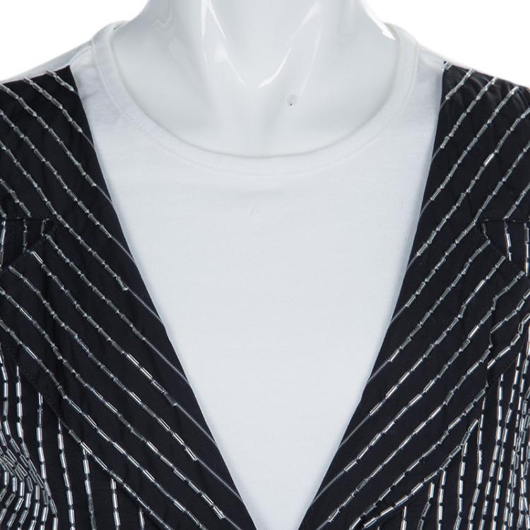 Pre Owned Baby Dior Monochrome Faux Beaded Waistcoat Detail T-Shirt 10 Yrs