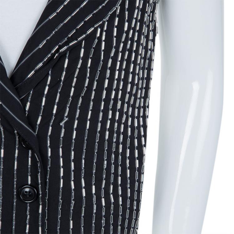 Pre Owned Baby Dior Monochrome Faux Beaded Waistcoat Detail T-Shirt 10 Yrs