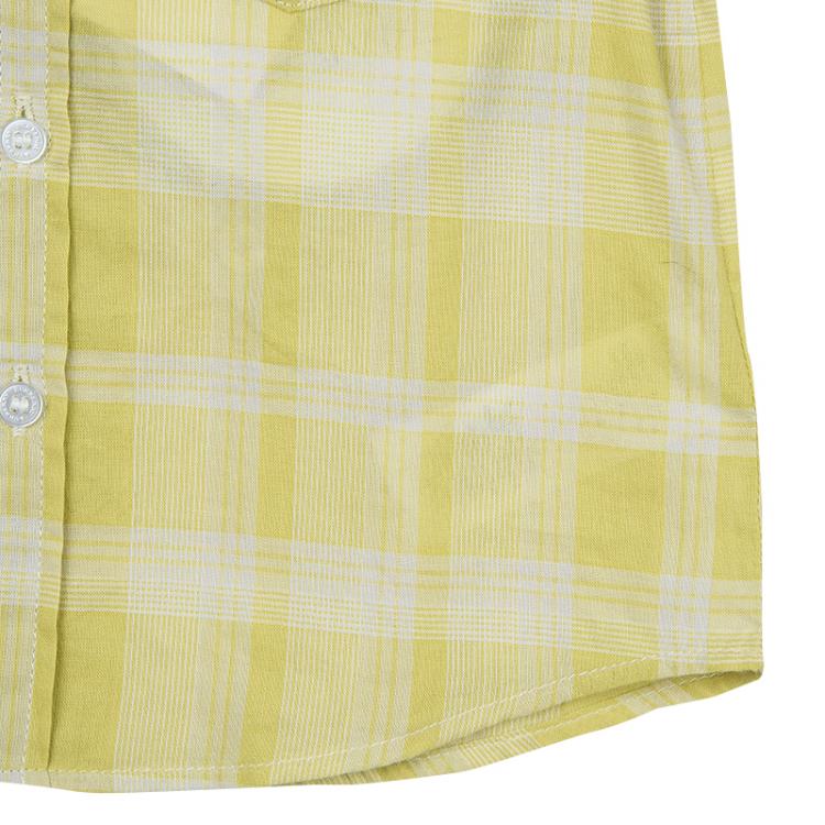 Pre Owned Burberry Children Mustard Checked Short Sleeve Shirt 9 Months