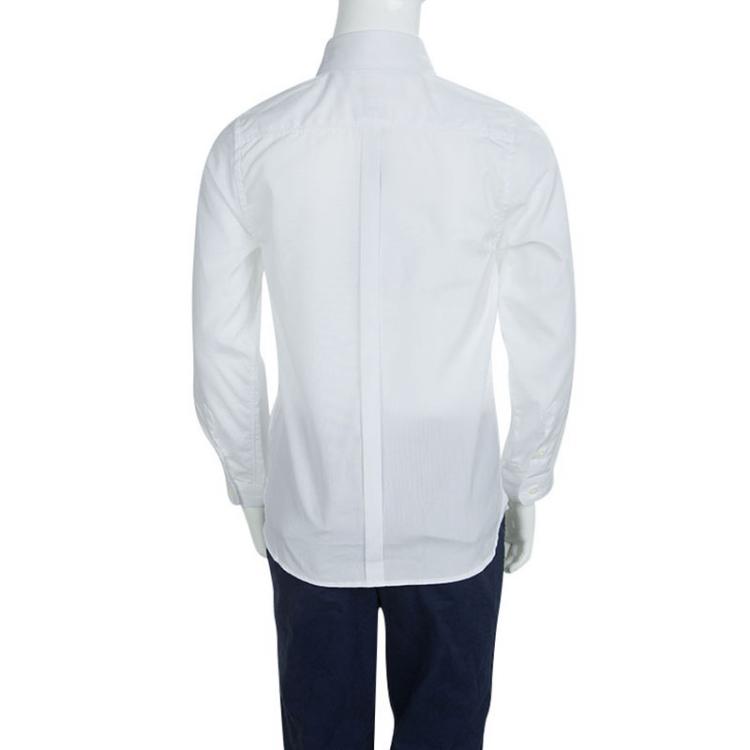 Pre Owned Burberry Children White Cotton Long Sleeve Button Down Shirt 7 Yrs