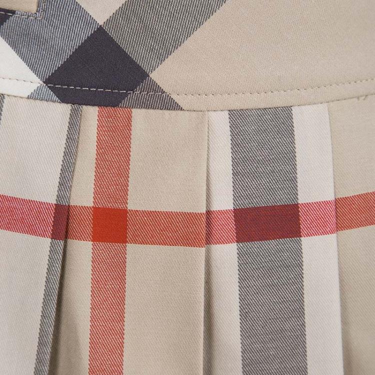 Pre Owned Burberry Children Beige Novacheck Cotton Pleated Mini Skirt 10 Yrs