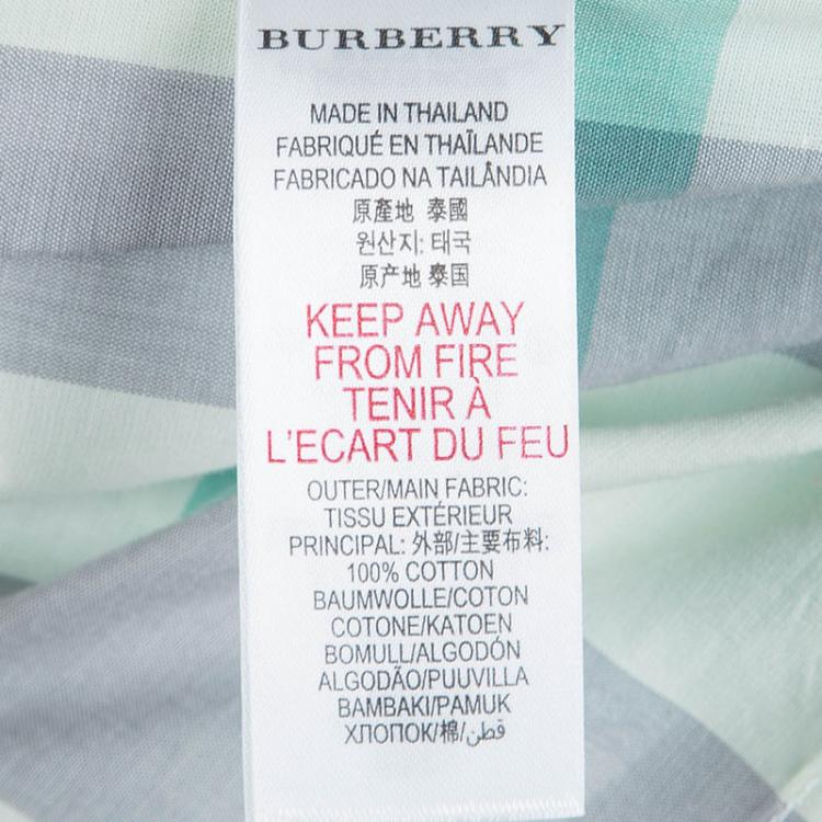 Pre Owned Burberry Children Green Checked Cotton Belted Playsuit 10 Yrs