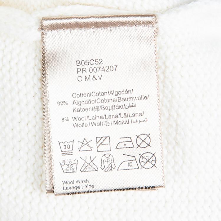 مملوكة مسبقًا Burberry Off White Knitted Novacheck Insert Detail Long Sleeve Top 3 Yrs