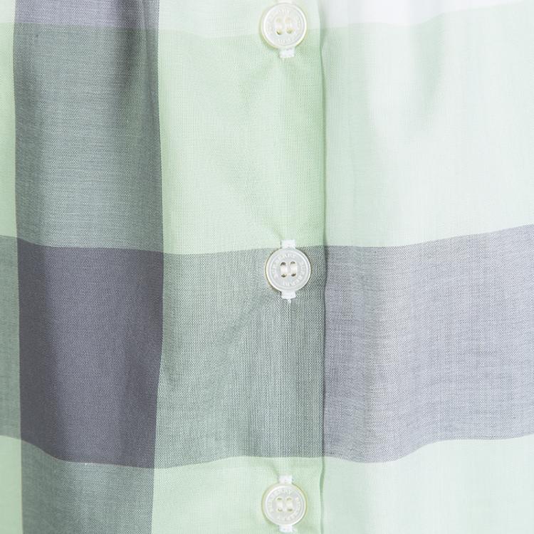 مملوكة مسبقًا Burberry Children Green Checked Cotton Belted Playsuit 12 Yrs