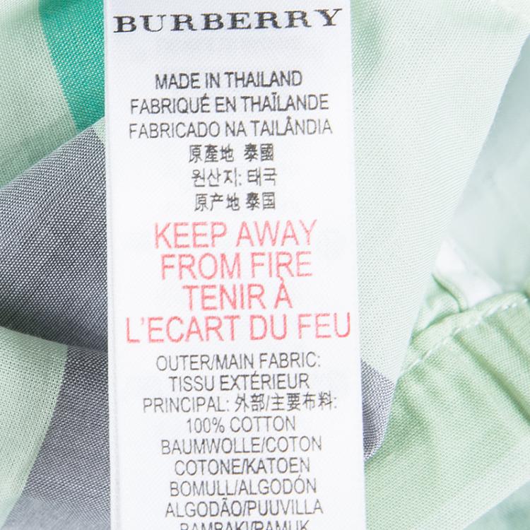 مملوكة مسبقًا Burberry Children Green Checked Cotton Belted Playsuit 12 Yrs