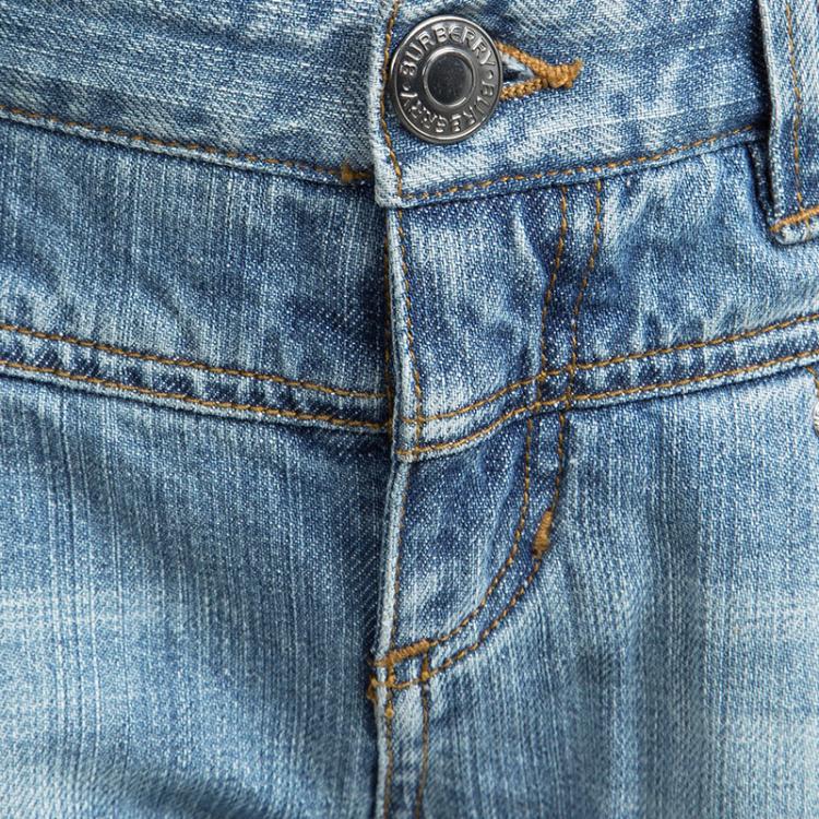 Pre Owned Burberry Indigo Light Wash Denim High Waist Jeans 4 Yrs