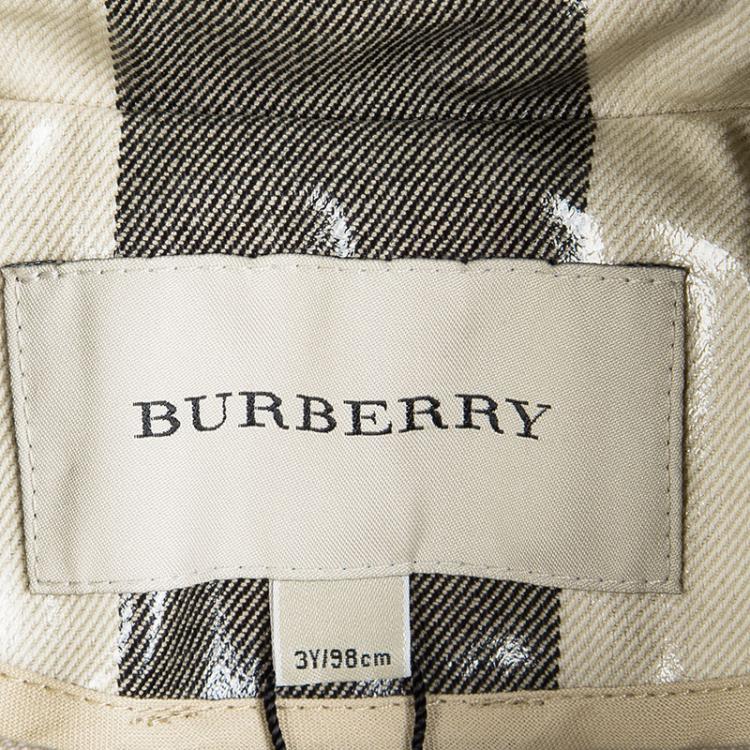 Pre Owned Burberry Beige Patent Novacheck Trench Coat 3 Yrs