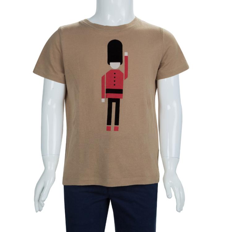 Pre Owned Burberry Children Brown Flock Printed Short Sleeve T Shirt 4 Yrs