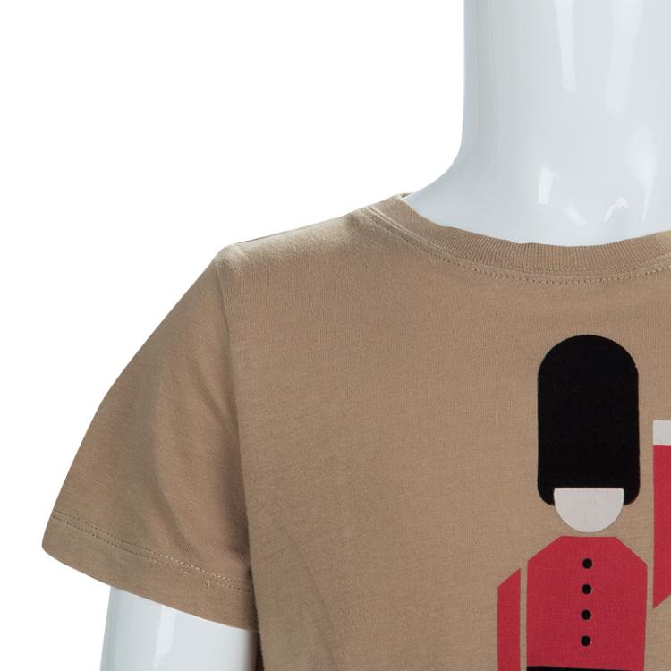 Pre Owned Burberry Children Brown Flock Printed Short Sleeve T Shirt 4 Yrs