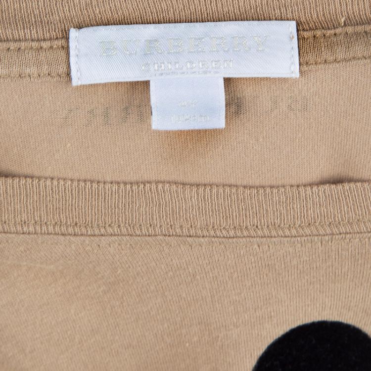 Pre Owned Burberry Children Brown Flock Printed Short Sleeve T Shirt 4 Yrs