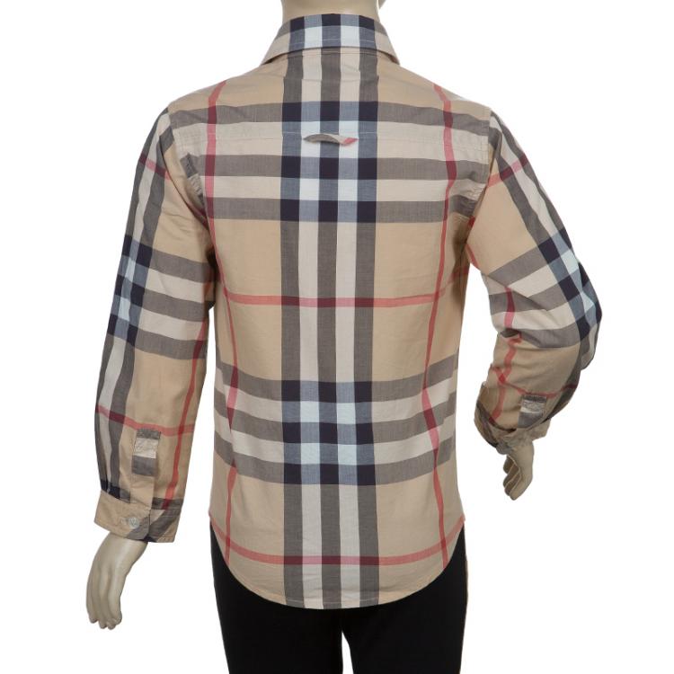 Pre Owned Burberry Beige Nova Check Print Buttondown Long Sleeve Shirt 5 Yrs