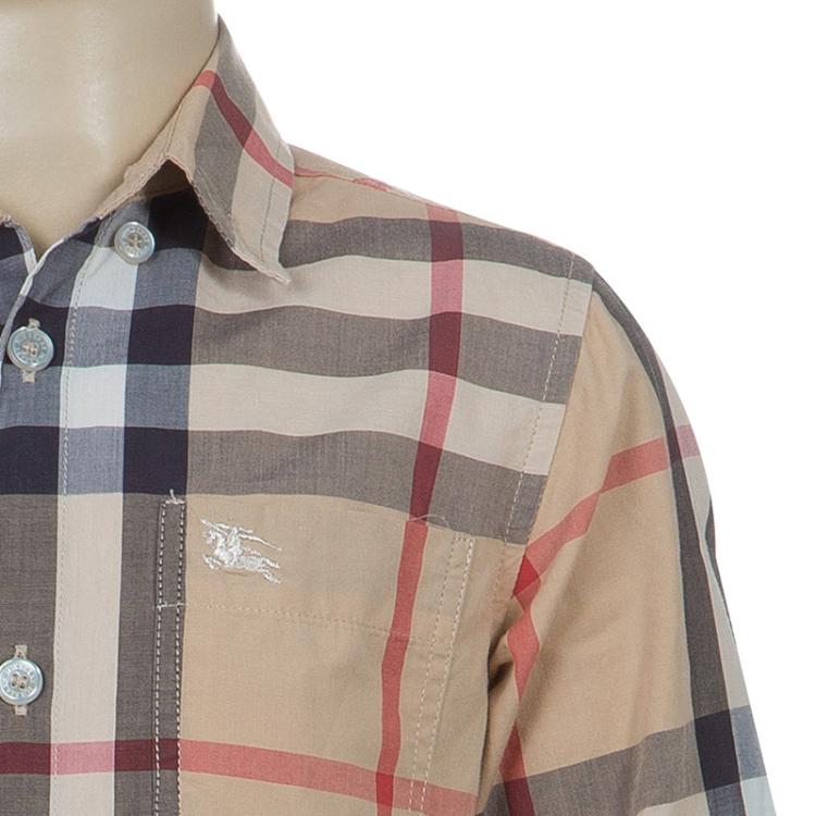 Pre Owned Burberry Beige Nova Check Print Buttondown Long Sleeve Shirt 5 Yrs