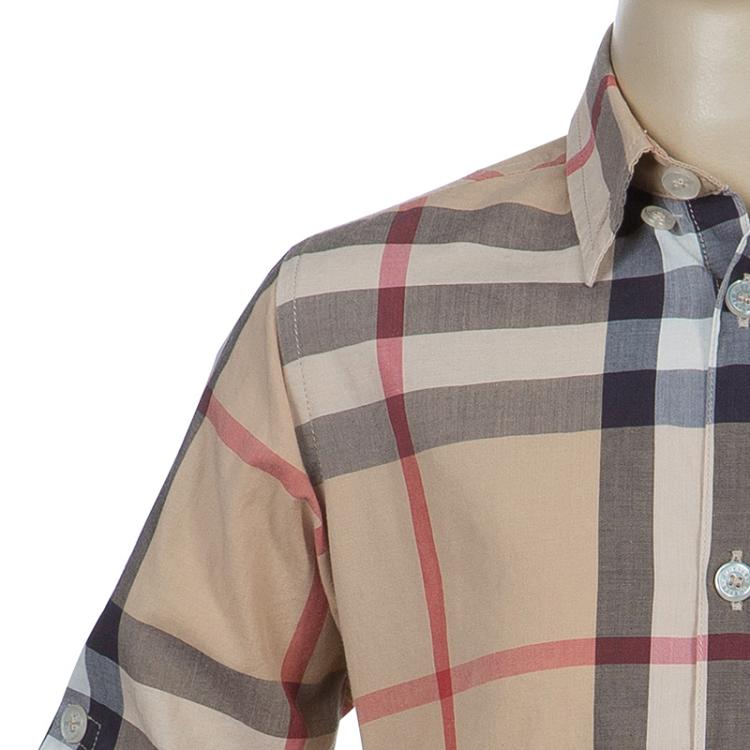 Pre Owned Burberry Beige Nova Check Print Buttondown Long Sleeve Shirt 5 Yrs