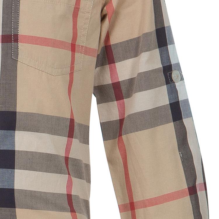 Pre Owned Burberry Beige Nova Check Print Buttondown Long Sleeve Shirt 5 Yrs