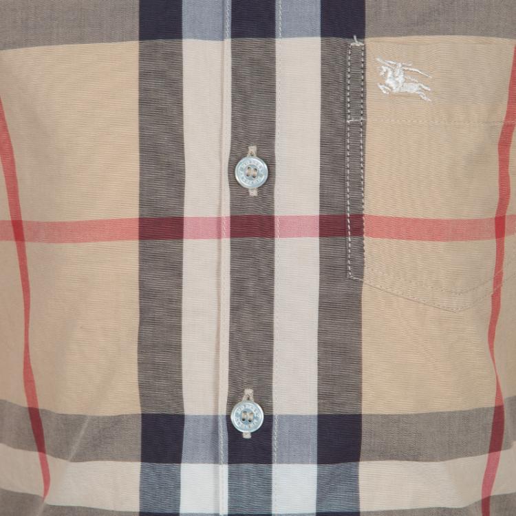 Pre Owned Burberry Beige Nova Check Print Buttondown Long Sleeve Shirt 5 Yrs